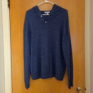 Peter Millar Hoodie Mens M Atlantic Blue Crown Ryles Henley Knit Cotton Linen